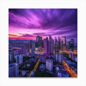 Purple City Skyline 3 Canvas Print