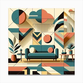 Abstract Geometric Living Room Canvas Print