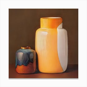 Close up arrangement of modern vases, Two Vases Canvas Print