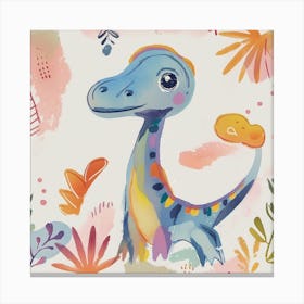 Troodon Dinosaur Muted Pastels Pattern  1 Canvas Print