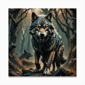 wolf in the woods Canvas Print