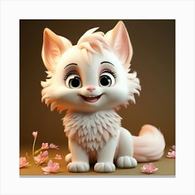 Cute White Cat 7 Canvas Print