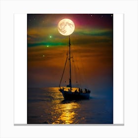 Sailboat At Night 1 Canvas Print