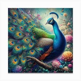 Peacock Animal Wall art 1 Canvas Print