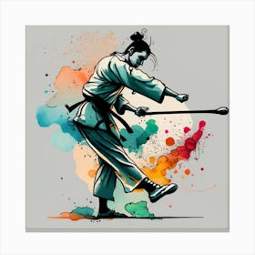 wushu Girl - Martial Arts - Bo Staff Canvas Print