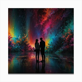 Couple In A Colorful Forest Canvas Print