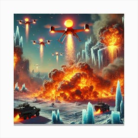 A Futuristic Sci Fi Depiction Of Phoenix Drones Incendiary Bombardment Canvas Print