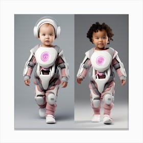 Two Children Dressed As Robots Canvas Print