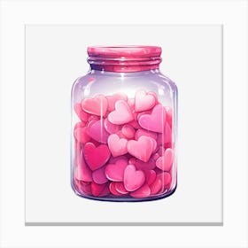 Pink Hearts In A Jar 16 Canvas Print