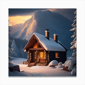 Cabin In The Snow 2 Canvas Print
