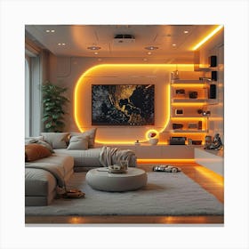 Futuristic Living Room 1 Canvas Print
