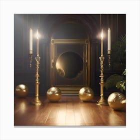 Golden Balls In A Room Canvas Print