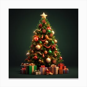 Christmas Tree With Gifts Canvas Print