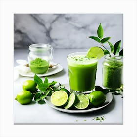 Green Tea Drink Canvas Print