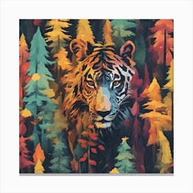 Tiger In The Forest 4 Canvas Print