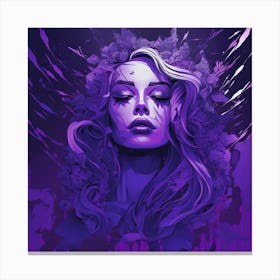 Purple Woman With Flowers Canvas Print