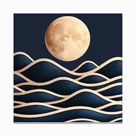 Moon And Waves 13 Canvas Print