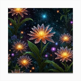 Flowers In The Night Sky 2 Canvas Print