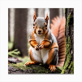 Squirrel In The Forest 111 Canvas Print