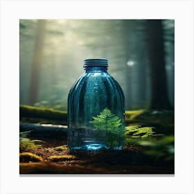 Bottle In The Forest Canvas Print