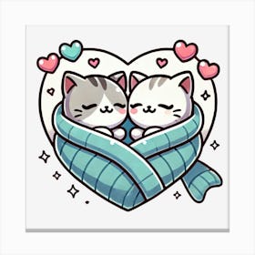 Valentine's Day Lovely Cat Couple 32 Canvas Print