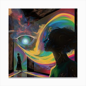 Crazy Eye art, Colorful, rainbow, woman, artwork print. "The Planets Are Watching you" Canvas Print