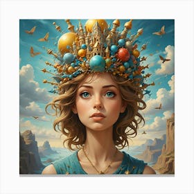 Crowned by Cosmos: A Fantasy Realm Canvas Print