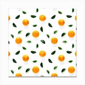 Seamless Pattern Of Oranges And Leaves Canvas Print