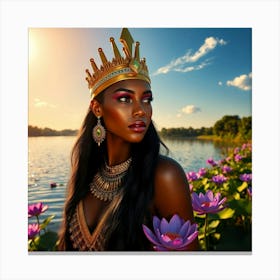 Flux Schnell A Regal Female Figure Adorned With Opulent Golden 3 Canvas Print