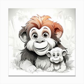 Monkey And Baby Canvas Print