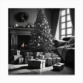 Christmas Tree In The Living Room 12 Canvas Print