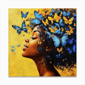 Woman With Butterflies In Her Hair 2 Canvas Print