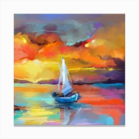 Sailboat At Sunset 15 Canvas Print