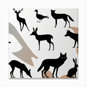 Silhouettes Of Animals 1 Canvas Print