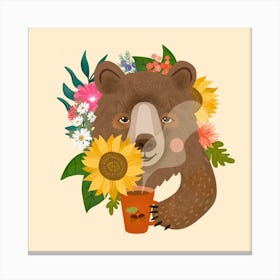 Bear and Coffee Canvas Print