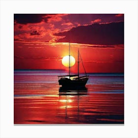 Sailboat At Sunset 30 Canvas Print