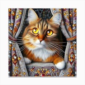 Cat In The Window 5 Canvas Print