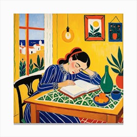 Woman Reading A Book 6 Canvas Print