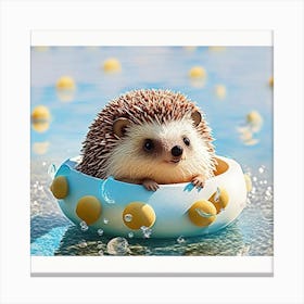 Hedgehog In The Water Canvas Print
