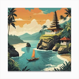 Retro Vintage Poster Travel Bali Indonesia Canvas Print