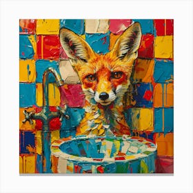 Fox In The Sink Canvas Print