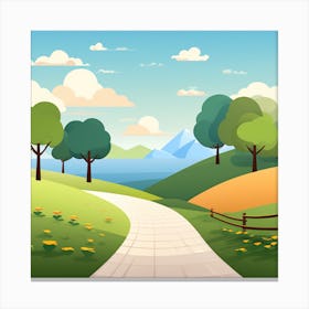 Landscape With Trees And Flowers 1 Canvas Print