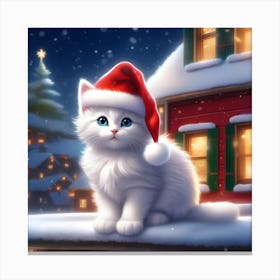Cute Christmas Kitten 2 Canvas Print