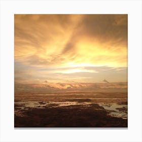 Swirling Sunset on Beach in Costa Rica - Square Canvas Print