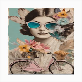 Woman With A Bike Canvas Print