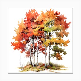 Watercolor Autumn Trees 15 Canvas Print