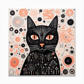 Yayoi Kusama Inspired Design Black Cat Canvas Print