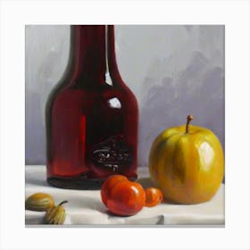 Apple And Bottle Canvas Print