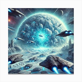 A Futuristic Sci Fi Scene Depicting The Tactical U Canvas Print