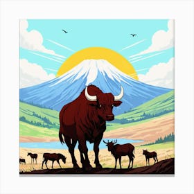 Bulls In The Mountains 9 Canvas Print